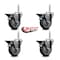 Service Caster 4 Inch Thermoplastic  Rubber Wheel Swivel 34 Inch Threaded Stem Caster Set with Brake SCC SCC-TS20S414-TPRB-PLB-34212-4 - alternate 4